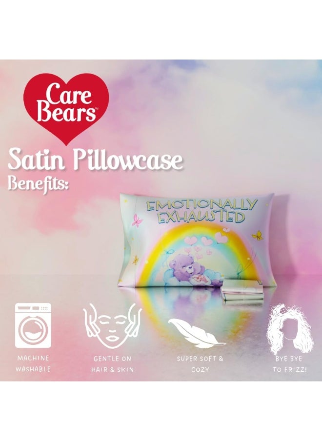 Franco Franco Care Bears Classic Retro Beauty Silky Satin Standard Pillowcase Cover 20x30 for Hair and Skin  - Image 2