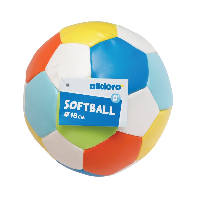 alldoro Softball 18cm Colourful Soccer Design | 190g Lightweight | PVC with Polyester Filling | Safe Ball for Kids Age 0+ Indoor Outdoor - Image 1