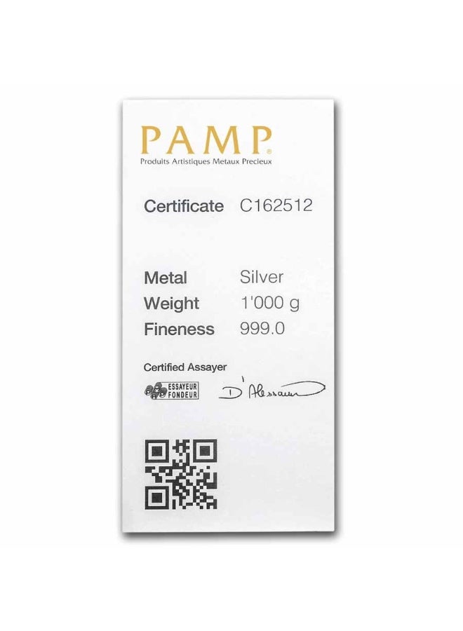 PAMP Suisse Silver 1 kilo (1,000 gram) Bar - Image 3