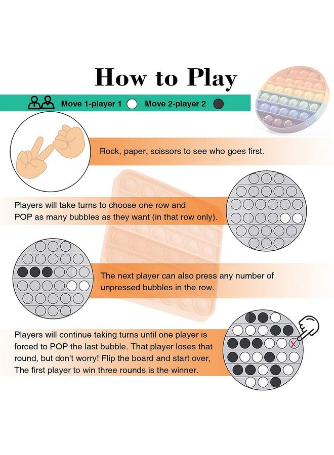 بي- بلس إنترناشونال مجموعة من 4 قطع من لعبة Rainbow Pop من P-Plus International، لعبة حسية لفرقعة الفقاعات من السيليكون، لعبة لتخفيف التوتر من خلال تفجير الفقاعات، لعبة صغيرة لفرقعة الفقاعات - دائرية، مربعة، مثمنة، على شكل قلب - Image 2