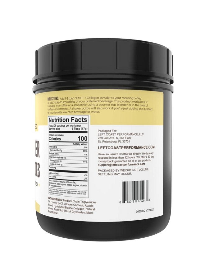 Left Coast Performance Keto Mct Powder + Collagen + Prebiotic Acacia Fibre Vanilla 16Oz. Mct Creamer. Mct Oil Powder From Coconuts. Mct Collagen Powder Grass Fed Perfect For Keto 0 Net Carb Stevia Erythritol - Image 2
