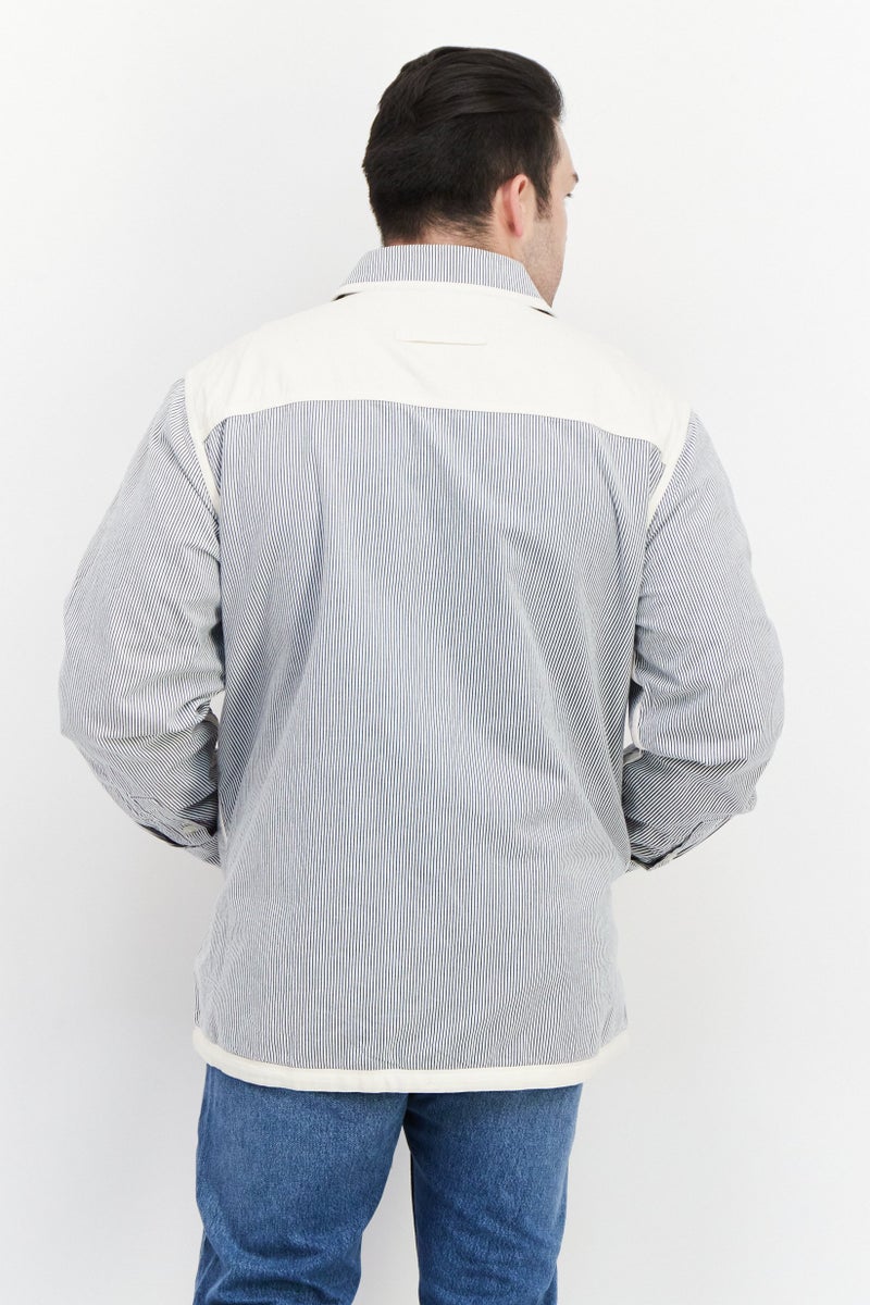 PERRY ELLIS Men Embroidered Logo Shirt Jacket, Beige - Image 4