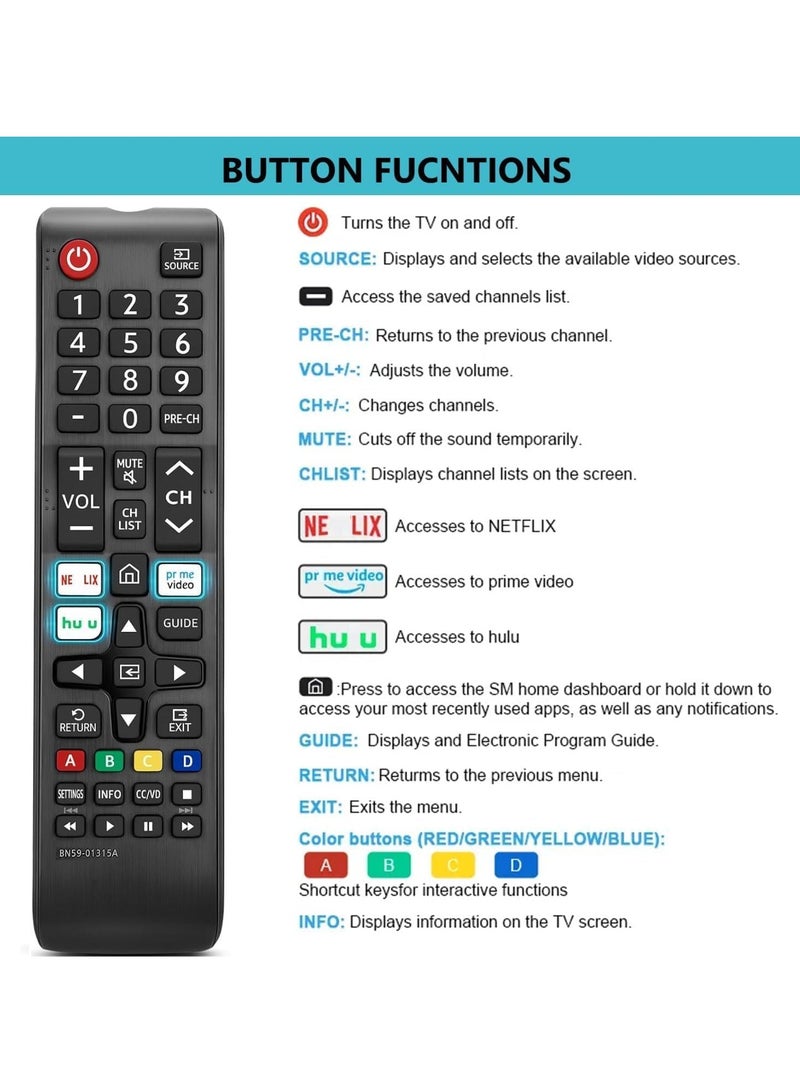 TIGER [2 Pack] N59-01315A Remote Control Replacement for Smart TV – Universal Remote for All LED, QLED, LCD 6/7/8/9 Series – 4K UHD, HDR, Flat & Curved TVs | No Setup Required | Strong Infrared Signal - Image 4