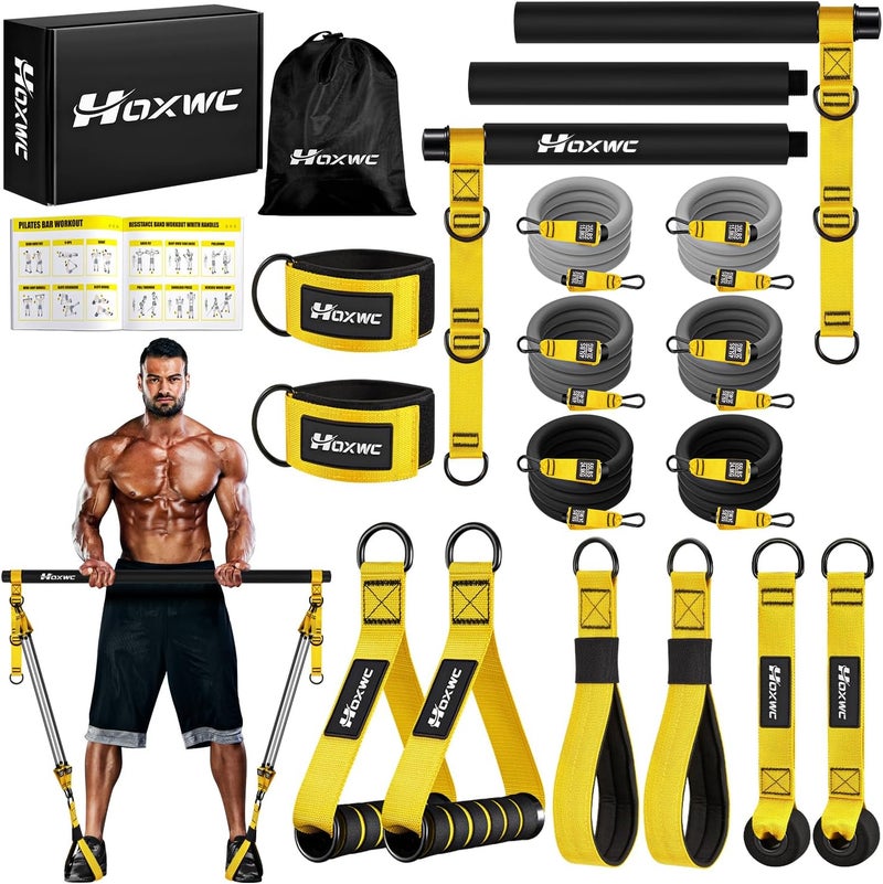 HOXWC Heavy Pilates Equipment - Portable Pilates Bar Kit with Resistance Bands for Full Body Workout - Image 1