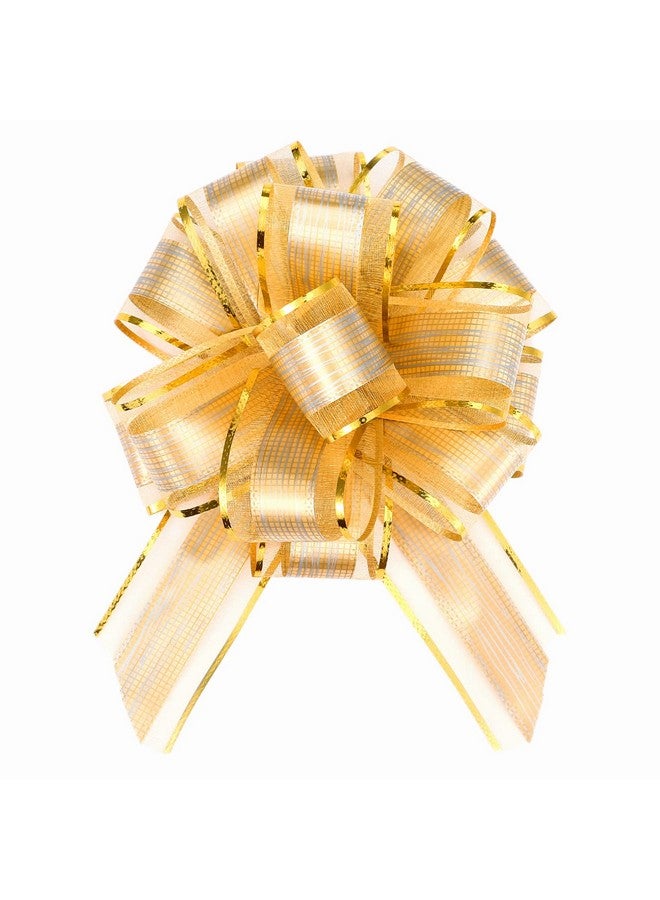 GWHOLE 30 قطعة من شريط الأورجانزا الذهبي بطول 5 بوصات مع عقد سحب لتغليف الهدايا، زينة الزفاف - Image 1