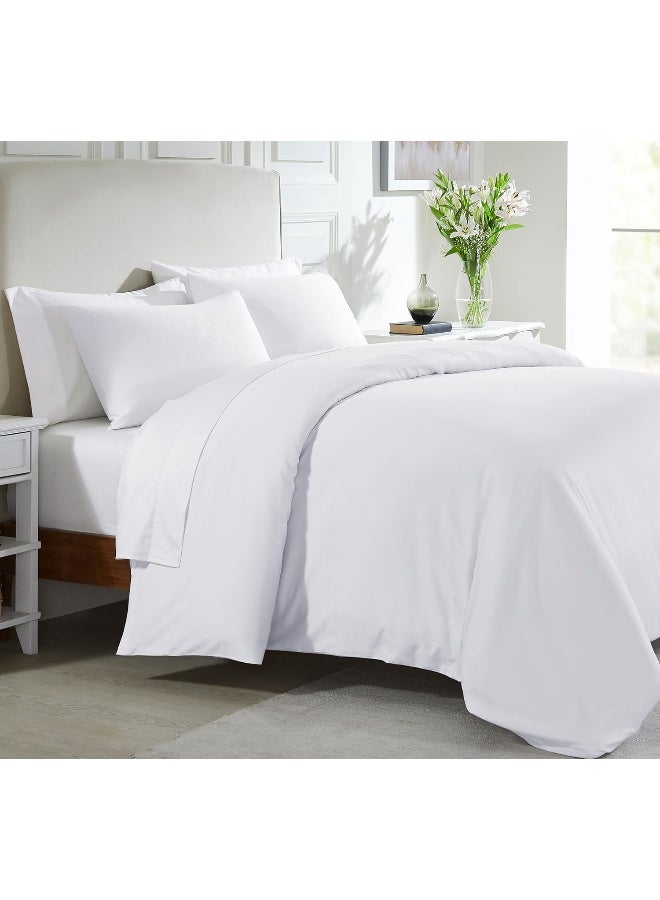 California Design Den California Design Den Cotton Duvet Cover Set (400 Thread Count, Pure White, King) - Image 1