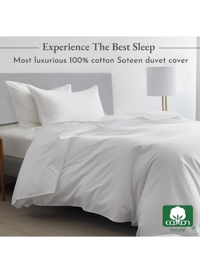 California Design Den California Design Den Cotton Duvet Cover Set (400 Thread Count, Pure White, King) - Image 3