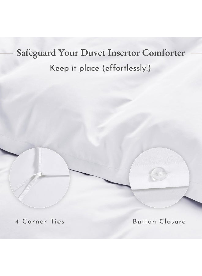 California Design Den California Design Den Cotton Duvet Cover Set (400 Thread Count, Pure White, King) - Image 4