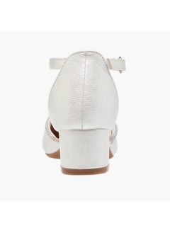 Flora Bella By Shoexpress Girls Embellished Block Heel Shoes with Hook and Loop Closure  - Image 5