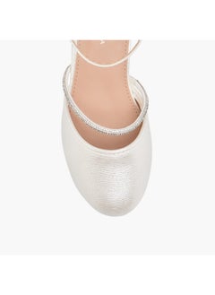 Flora Bella By Shoexpress Girls Embellished Block Heel Shoes with Hook and Loop Closure  - Image 4