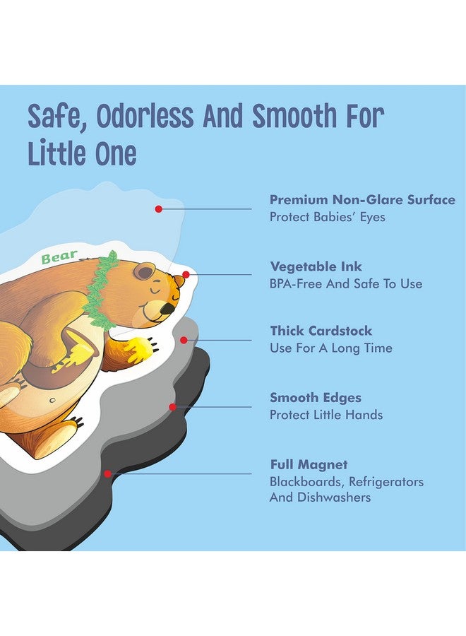 SpriteGru 65 Pcs Animal Magnets, Adorable Magnetic Animal With Name Fridge Magnets Wild Animal, Farm Animal & Marine Animal Thickened Cardstock Refrigerator Magnets Cute Educational Learning Toys For Kids 3+ - Image 3