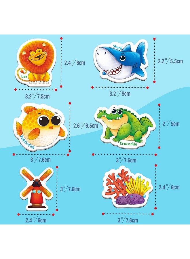 SpriteGru 65 Pcs Animal Magnets, Adorable Magnetic Animal With Name Fridge Magnets Wild Animal, Farm Animal & Marine Animal Thickened Cardstock Refrigerator Magnets Cute Educational Learning Toys For Kids 3+ - Image 4