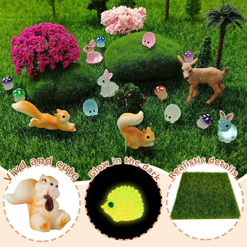 OrgMemory Mixed Model Trees, Forest Animals Figures, Diorama Supplies, Ho Scale Bushes with Moss Stones, Model Grass, Plastic Trees for Projects, DIY Crafts, Model Train Scenery - Image 3