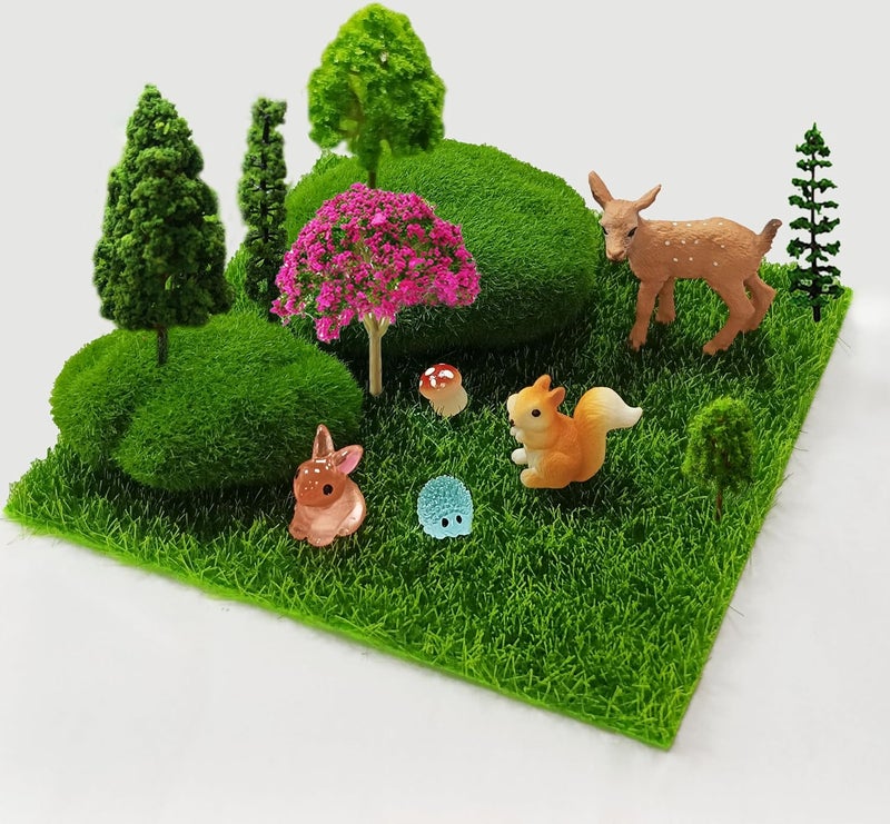 OrgMemory Mixed Model Trees, Forest Animals Figures, Diorama Supplies, Ho Scale Bushes with Moss Stones, Model Grass, Plastic Trees for Projects, DIY Crafts, Model Train Scenery - Image 5