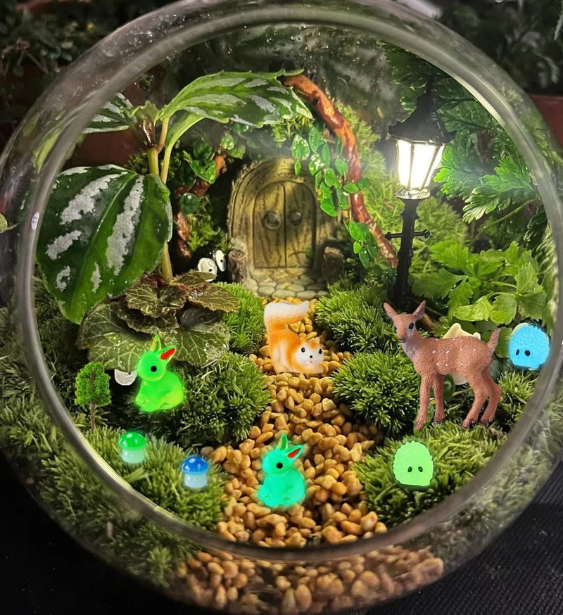 OrgMemory Mixed Model Trees, Forest Animals Figures, Diorama Supplies, Ho Scale Bushes with Moss Stones, Model Grass, Plastic Trees for Projects, DIY Crafts, Model Train Scenery - Image 4