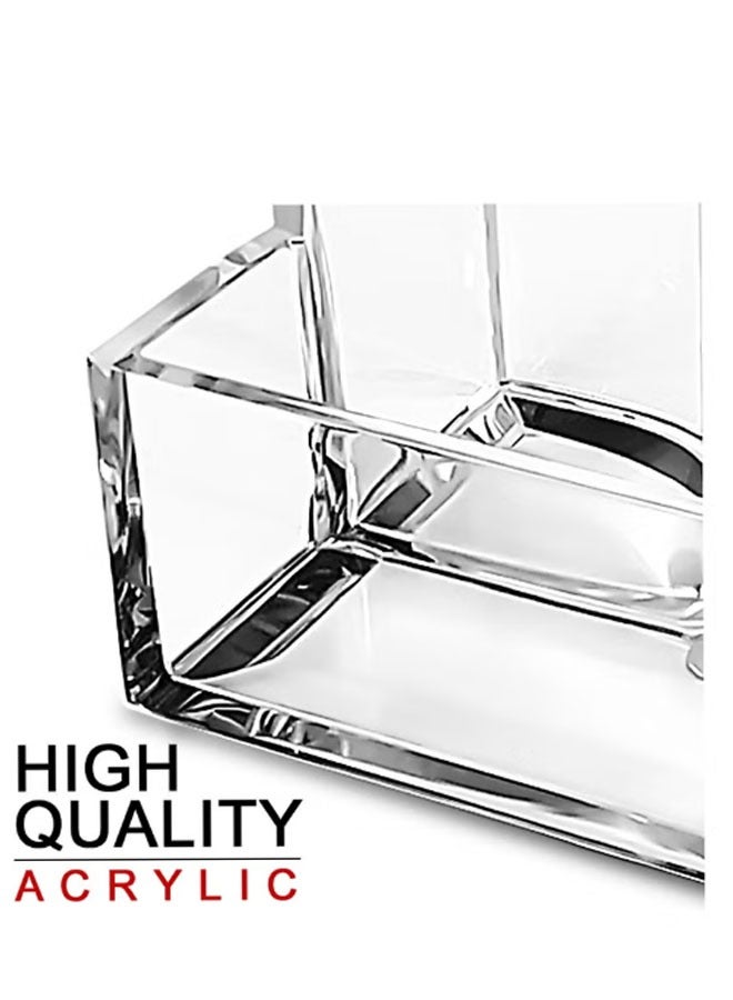 Clear Acrylic Pen Holder, 3-Compartment Desktop Organizer, Multi-Purpose for Stationery/Makeup Brushes, Easy to Clean & Durable - Image 3