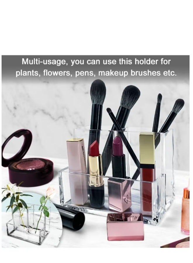 Clear Acrylic Pen Holder, 3-Compartment Desktop Organizer, Multi-Purpose for Stationery/Makeup Brushes, Easy to Clean & Durable - Image 5