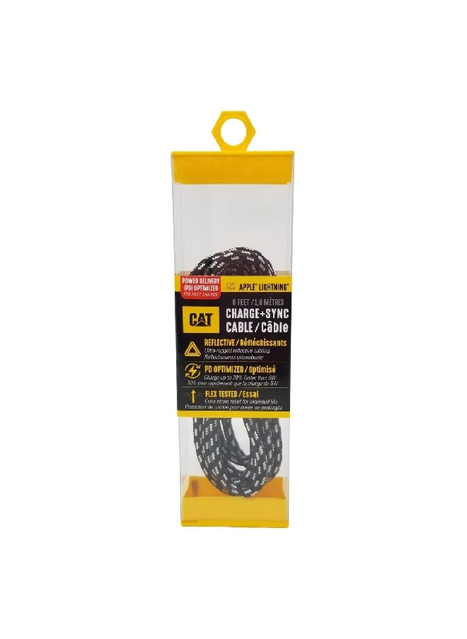 MFI Certified Apple Lightning to USB-C Power Charge Cable Black and White 6 ft CAT-PC-C2AL
