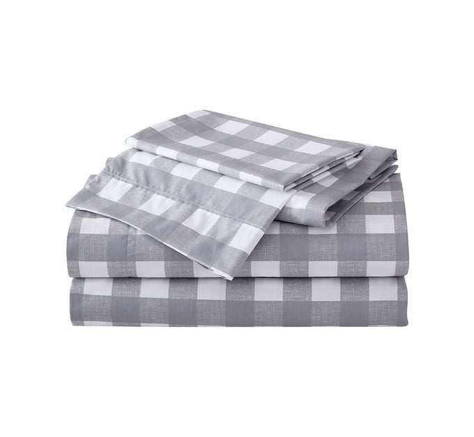 KING SHEETS COTTON PERCALE BEDDING SET CRISP COOL HOME DECOR LAKEHOUSE PLAID KING
