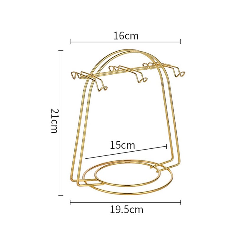 Eforcase حامل أكواب الشاي والصحن، حامل حامل أكواب معدنية، حامل أكواب الشاي، حامل أكواب القهوة الذهبية، منظم لطبق إبريق الشاي - يحمل 6 فناجين شاي - Image 3