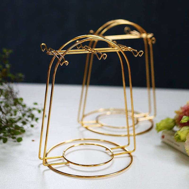 Eforcase حامل أكواب الشاي والصحن، حامل حامل أكواب معدنية، حامل أكواب الشاي، حامل أكواب القهوة الذهبية، منظم لطبق إبريق الشاي - يحمل 6 فناجين شاي - Image 2