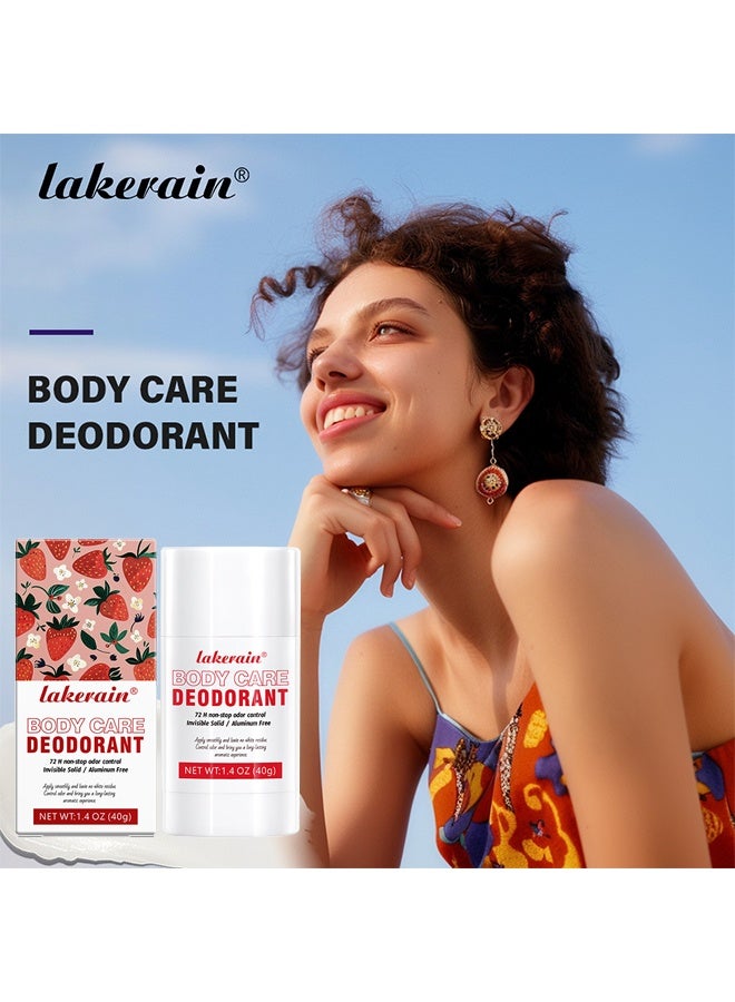 ليكرين مزيل عرق للعناية بالجسم، تحكم مستمر في الروائح، كريم صلب غير مرئي للإبطين وأجزاء أخرى من الجسم، خالي من الألمنيوم، لا يترك آثار بيضاء، تحكم في الروائح يدوم طويلاً، مزيل عرق للجسم 40 جرام #2 الفراولة - Image 3