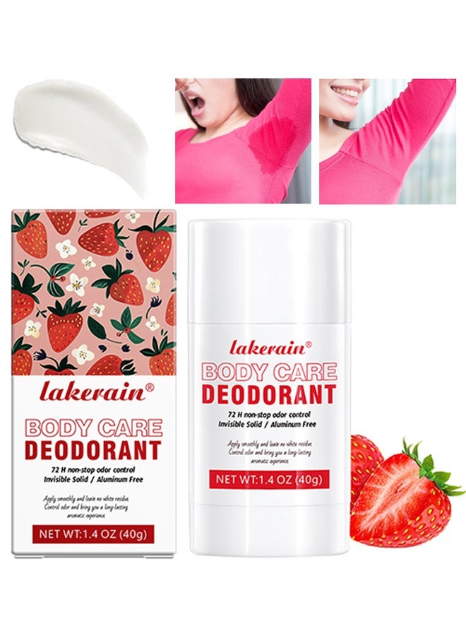 ليكرين مزيل عرق للعناية بالجسم، تحكم مستمر في الروائح، كريم صلب غير مرئي للإبطين وأجزاء أخرى من الجسم، خالي من الألمنيوم، لا يترك آثار بيضاء، تحكم في الروائح يدوم طويلاً، مزيل عرق للجسم 40 جرام #2 الفراولة - Image 1