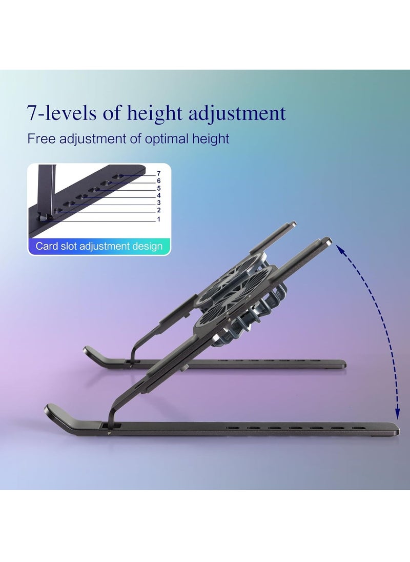 Generic Aluminum Foldable Laptop Stand with Dual Cooling Fans and RGB Lighting, Compatible with 10 to 15.6 Inch Laptops  - Image 5