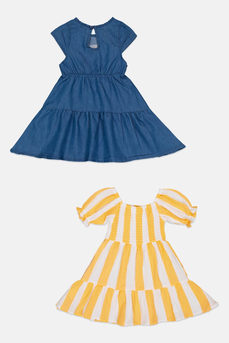 Willow & Whistle Kids Girl 2 Pcs Stripe Dress Set, Multicolor - Image 3