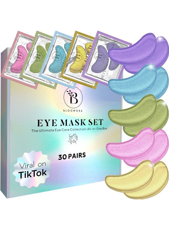 BLOOMORA Variety Under Eye Mask (30 Pairs) Under Eye Patches for Dark Circles, Under Eye Patches for Puffy Eyes and Dark Circles, Eye Masks Bulk, Eye Care, Puffy Eyes Treatment - Image 1