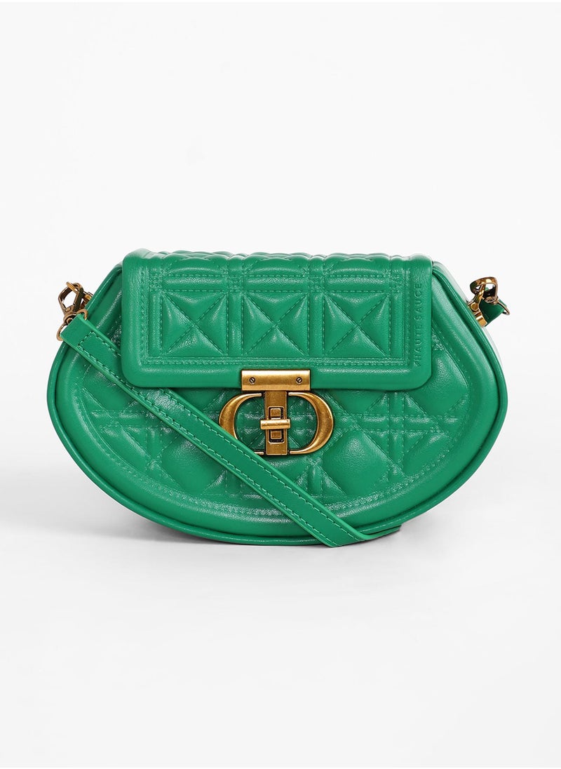 Haute Sauce Women's The Quilted Curve Sling Bag - Shamrock Green  - Image 4