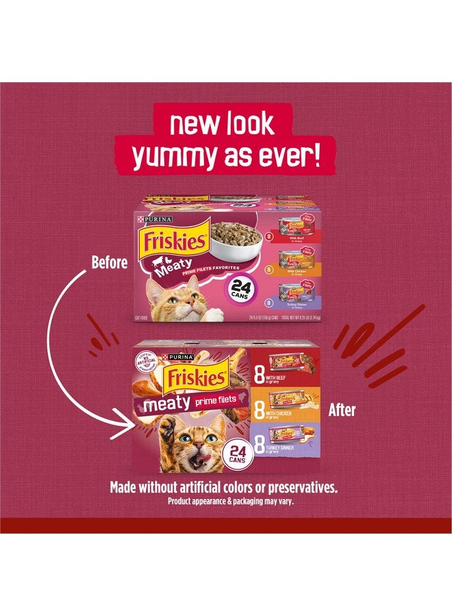 Friskies Purina Friskies Gravy Wet Cat Food Variety Pack, Prime Filets Meaty Favorites - (24) 5.5 oz. Cans - Image 2
