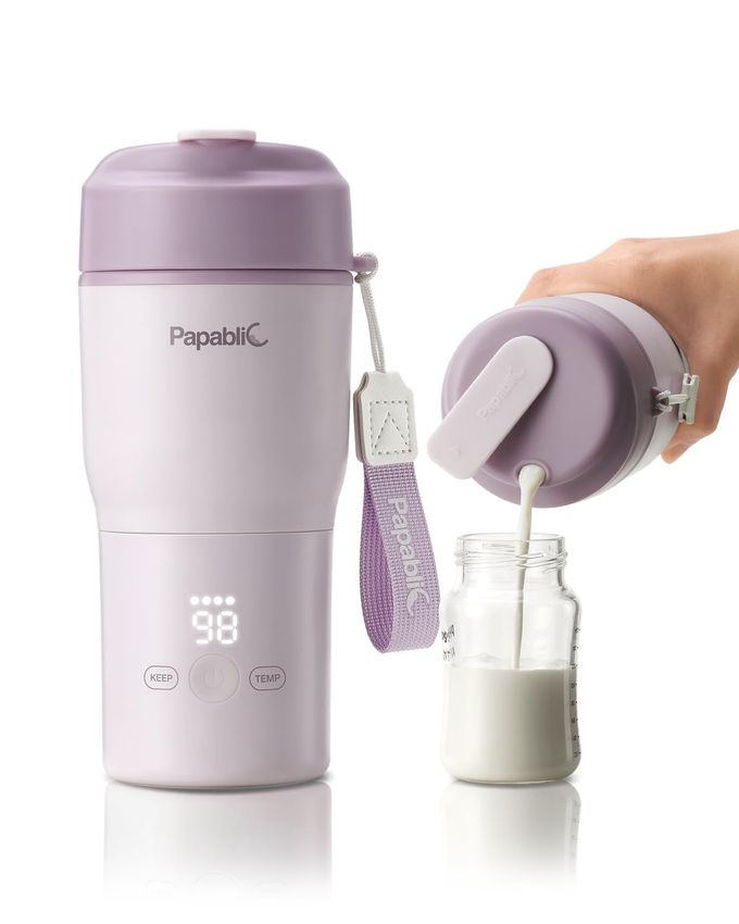 Papablic Portable Bottle Warmer, 85W Fast Baby Bottle Warmer For Travel & Home, Heats Breastmilk & Formula & Water, 4 Temperature Settings, Wide Mouth, Fits Car Cup Holder (Purple) - Image 1