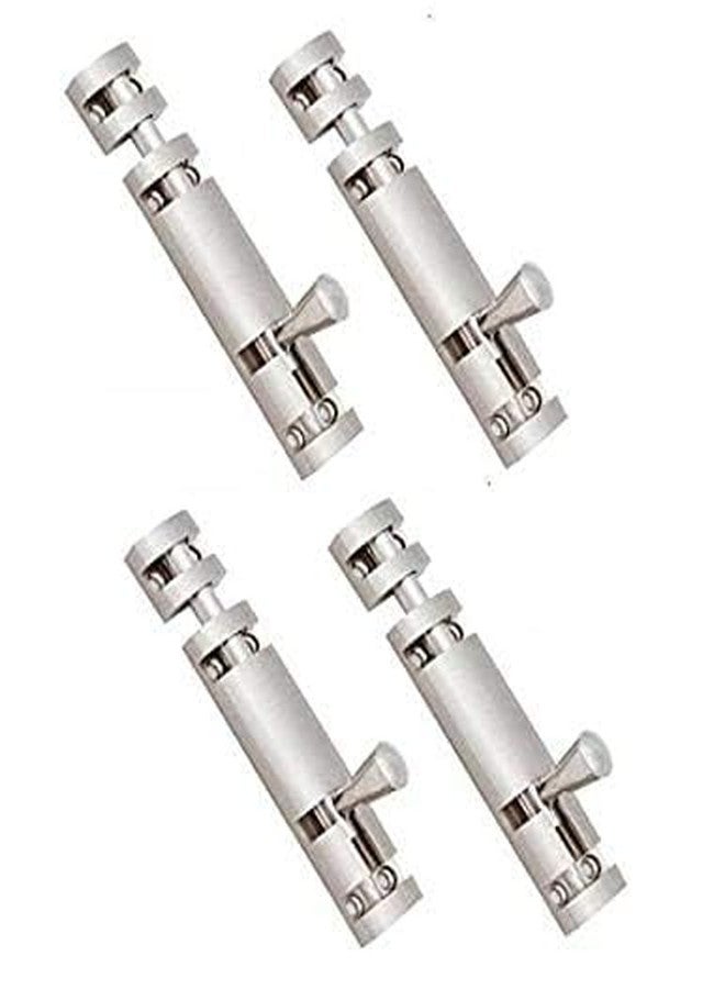 DECODESI Stainless Steel Full Round Tower Bolt Door Latch, 6 inch (Standard Size, Silver) - Set of 4