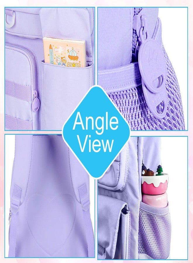 CCJPX 3PCS Laptop Backpack for Gilrs, 16 inch Elementary School Laptop Bag College Bookbag, Anti Theft Daypack Set for Teens Students Women - Purple - Image 4