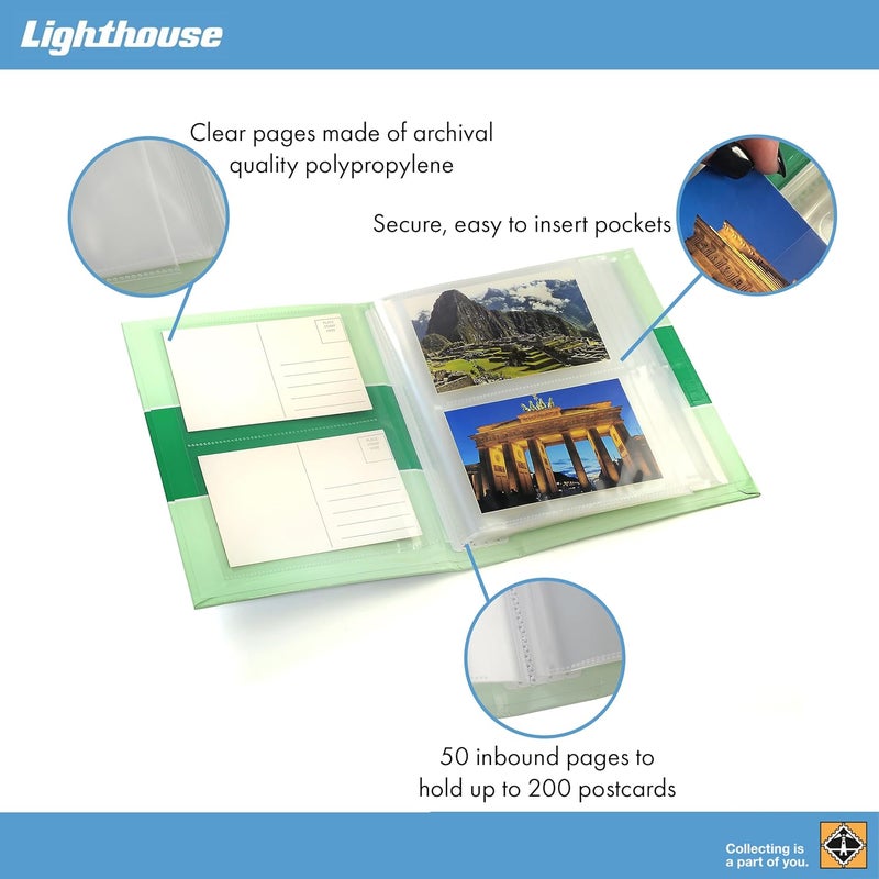 Lighthouse - Display Album for 100-200 Postcards - 50 Inbound Sheets made from Acid-Free Polypropylene to hold up to 4 Postcards Each 6" x 4" Postcards (10 5/8" x 8 1/8" x 2") - Image 3