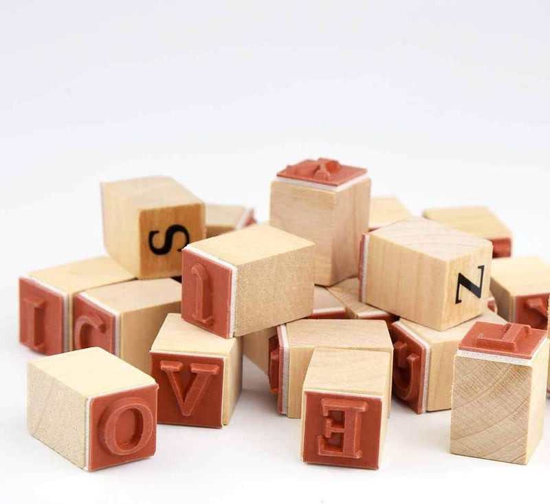 Miayon Wooden Rubber Stamps, 52Pcs Vintage Wood Letter Stamps Alphabet Stamps for Card Making DIY Craft Scrapbooking - Image 4