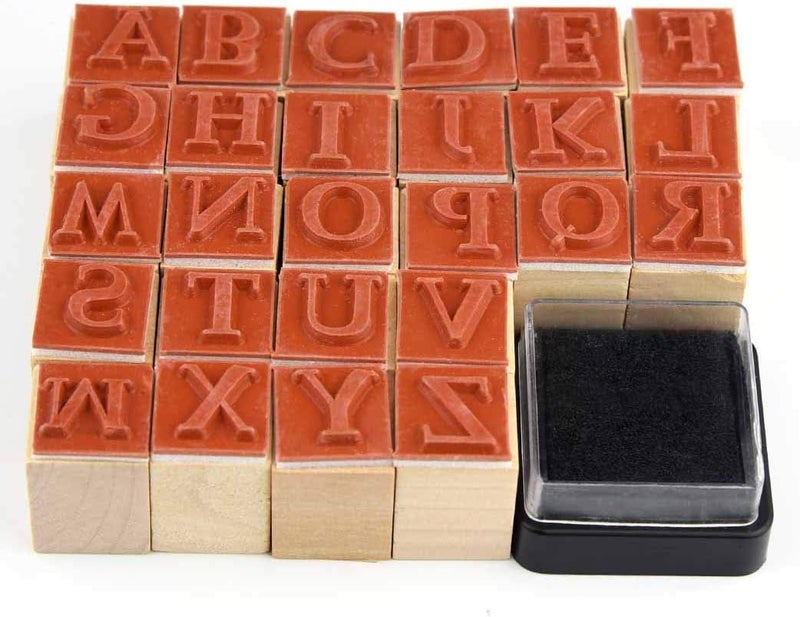Miayon Wooden Rubber Stamps, 52Pcs Vintage Wood Letter Stamps Alphabet Stamps for Card Making DIY Craft Scrapbooking - Image 5
