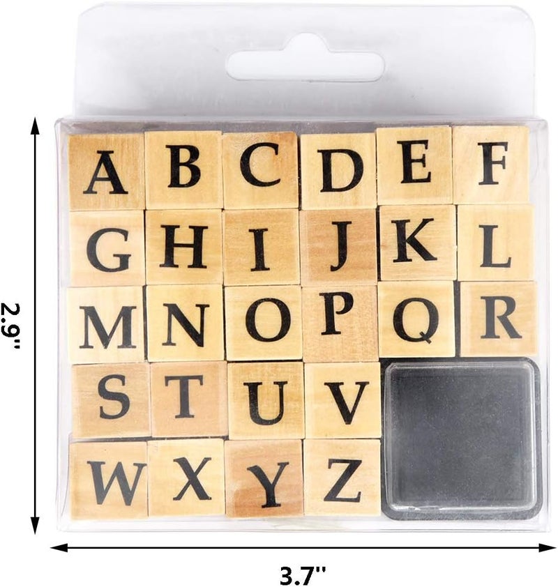 Miayon Wooden Rubber Stamps, 52Pcs Vintage Wood Letter Stamps Alphabet Stamps for Card Making DIY Craft Scrapbooking - Image 2