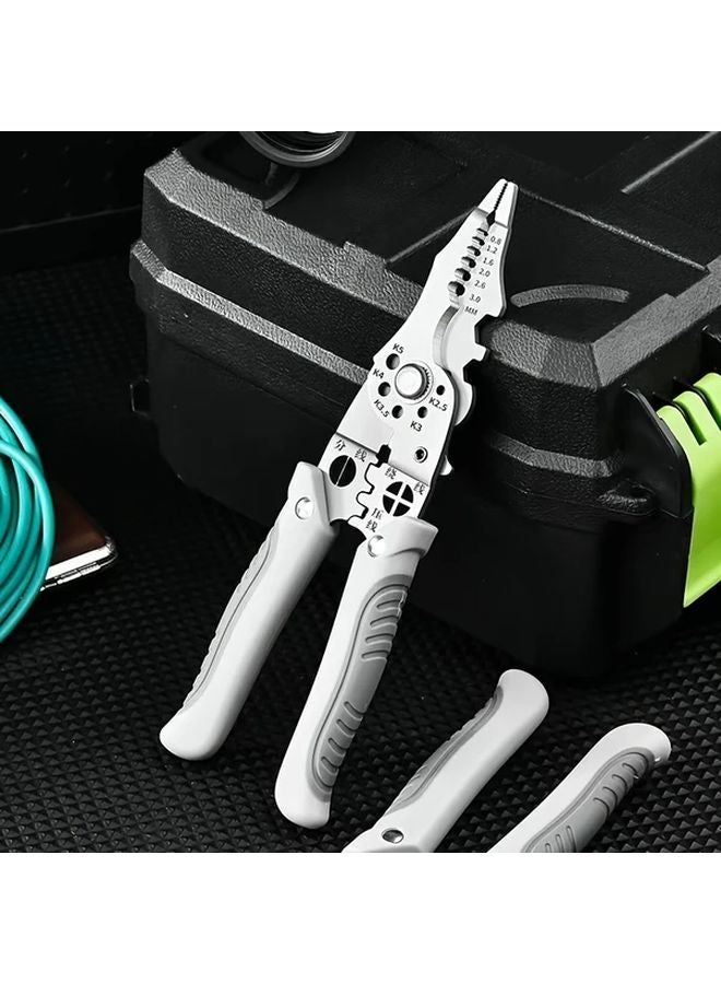 Round Head Multi Function Wire Stripper Crimping Tool Chrome Vanadium Steel Non Slip Grip - Image 2