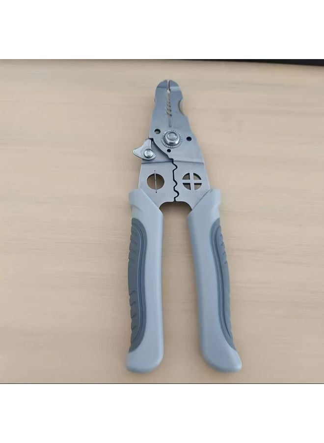 Round Head Multi Function Wire Stripper Crimping Tool Chrome Vanadium Steel Non Slip Grip - Image 1