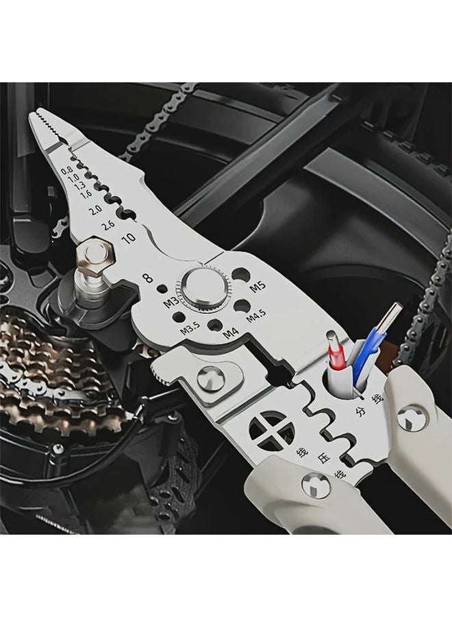 Round Head Multi Function Wire Stripper Crimping Tool Chrome Vanadium Steel Non Slip Grip - Image 3