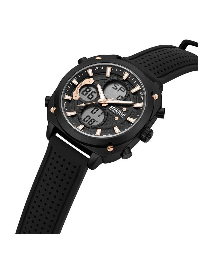 Kenneth Cole Reaction Black Dial Black Silicone Strap Analog-digital Watch for Men, 47mm
