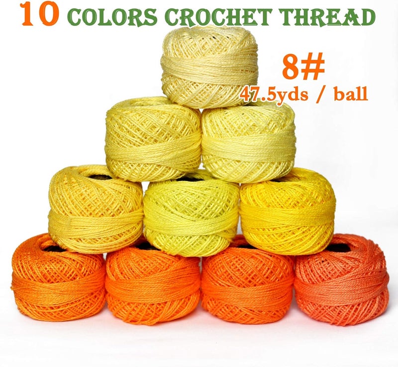 colored bird Crochet Thread 10 Balls Cardinal Size 8 for Crochet Hardanger Cross Stitch Needlepoint Hand Embroidery (Orange Series) - Image 2