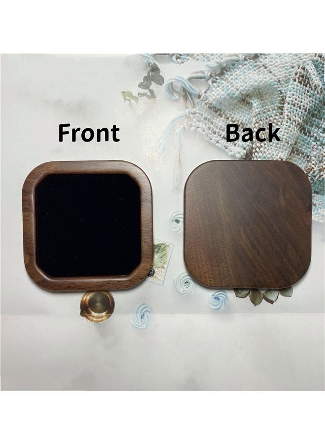 Wooden Jewelry Tray Small Trinket Dish with Velvet Surface Rings Earrings Dish Necklaces Bracelet Organizer Display Tray(Square)  - Image 2