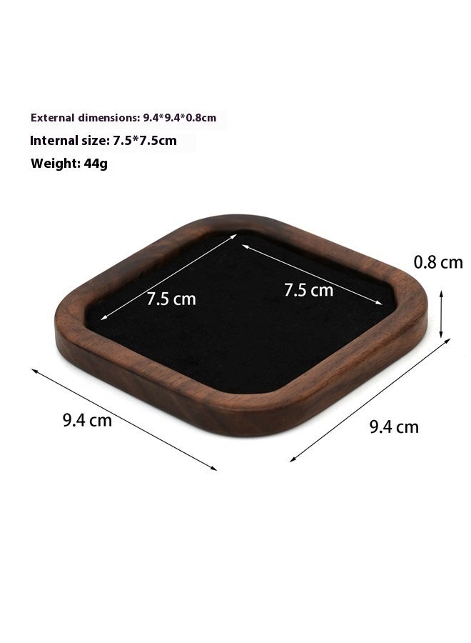 Wooden Jewelry Tray Small Trinket Dish with Velvet Surface Rings Earrings Dish Necklaces Bracelet Organizer Display Tray(Square)  - Image 5