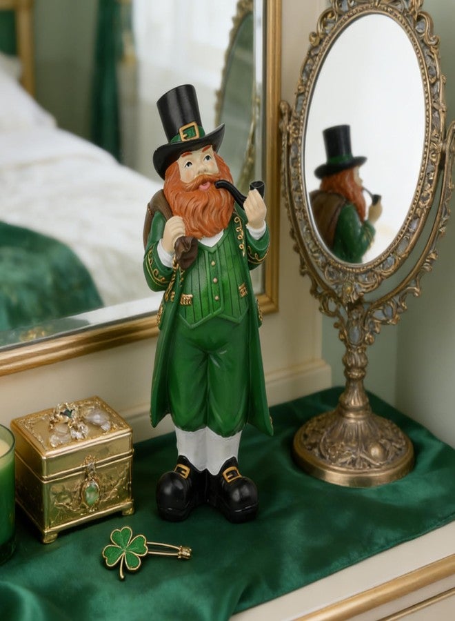 Cynkeyee Saint Patricks Day Figurine - Resin St Patrick Indoor Decoration Leprechaun Statue with Bag Green Irish Festival Tabletop Statue for Home Decor St Patricks Day Decorations 4.5x4x11.5 Inch - Image 5
