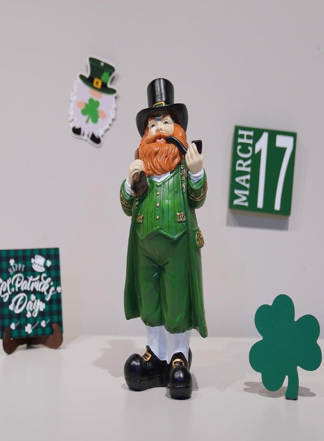Cynkeyee Saint Patricks Day Figurine - Resin St Patrick Indoor Decoration Leprechaun Statue with Bag Green Irish Festival Tabletop Statue for Home Decor St Patricks Day Decorations 4.5x4x11.5 Inch - Image 2