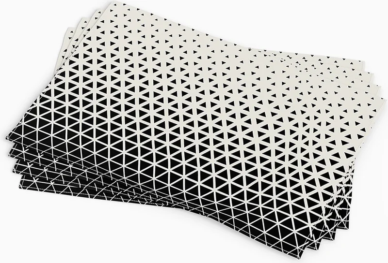 Cango Home Black Cream Geometric Modern Patterned Digital Printed Placemat Set of 4 CGH135-AS