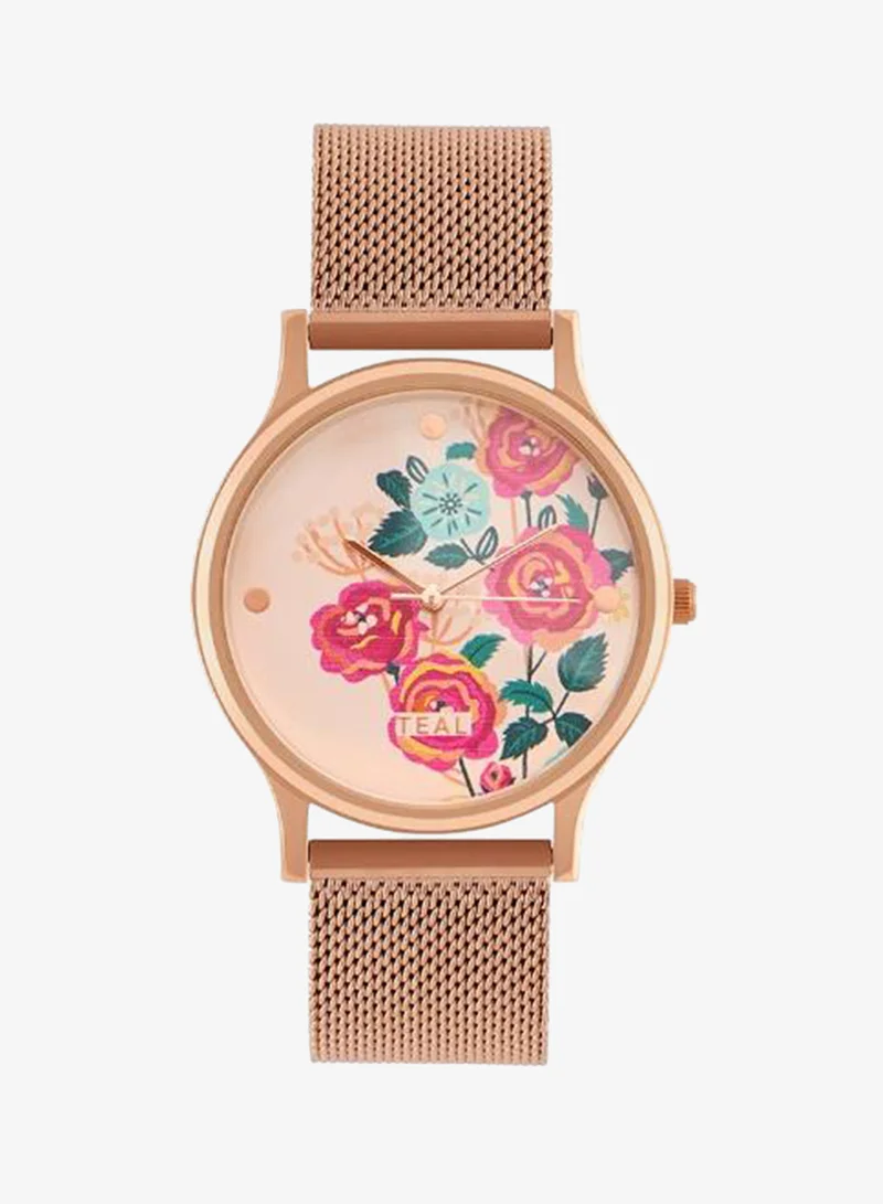 Chumbak TEAL by Chumbak Rose Garden Watch, Metal Mesh Strap